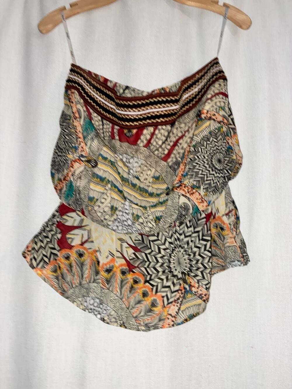 Papaya Boho Tribal Print Strapless Tube Top with Embroidered Neckline Size M